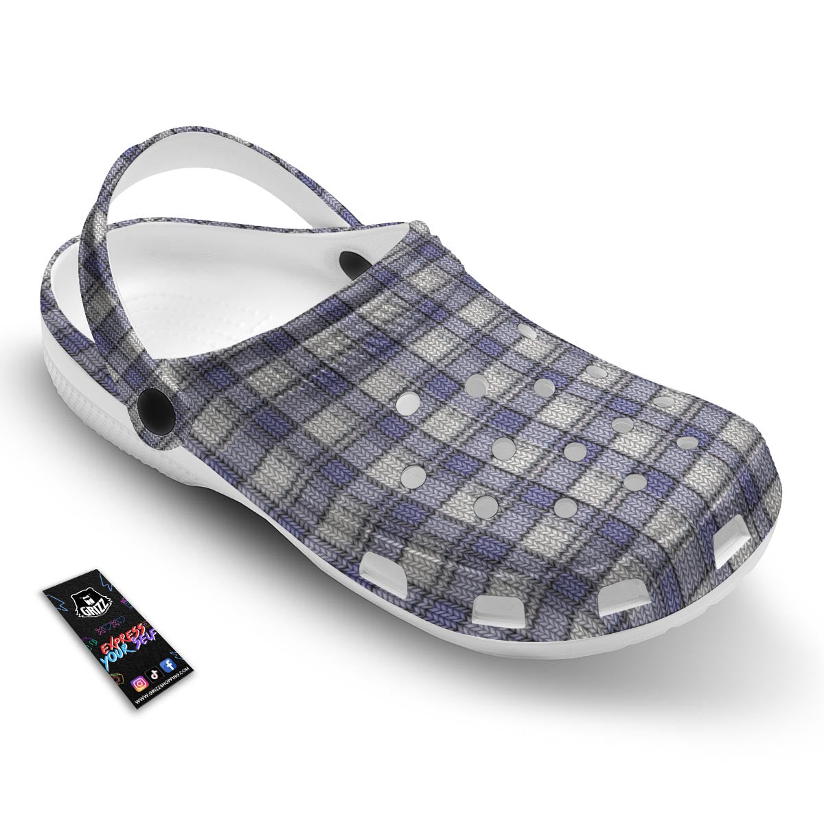 Knitted Tartan Print Pattern Clog-grizzshop
