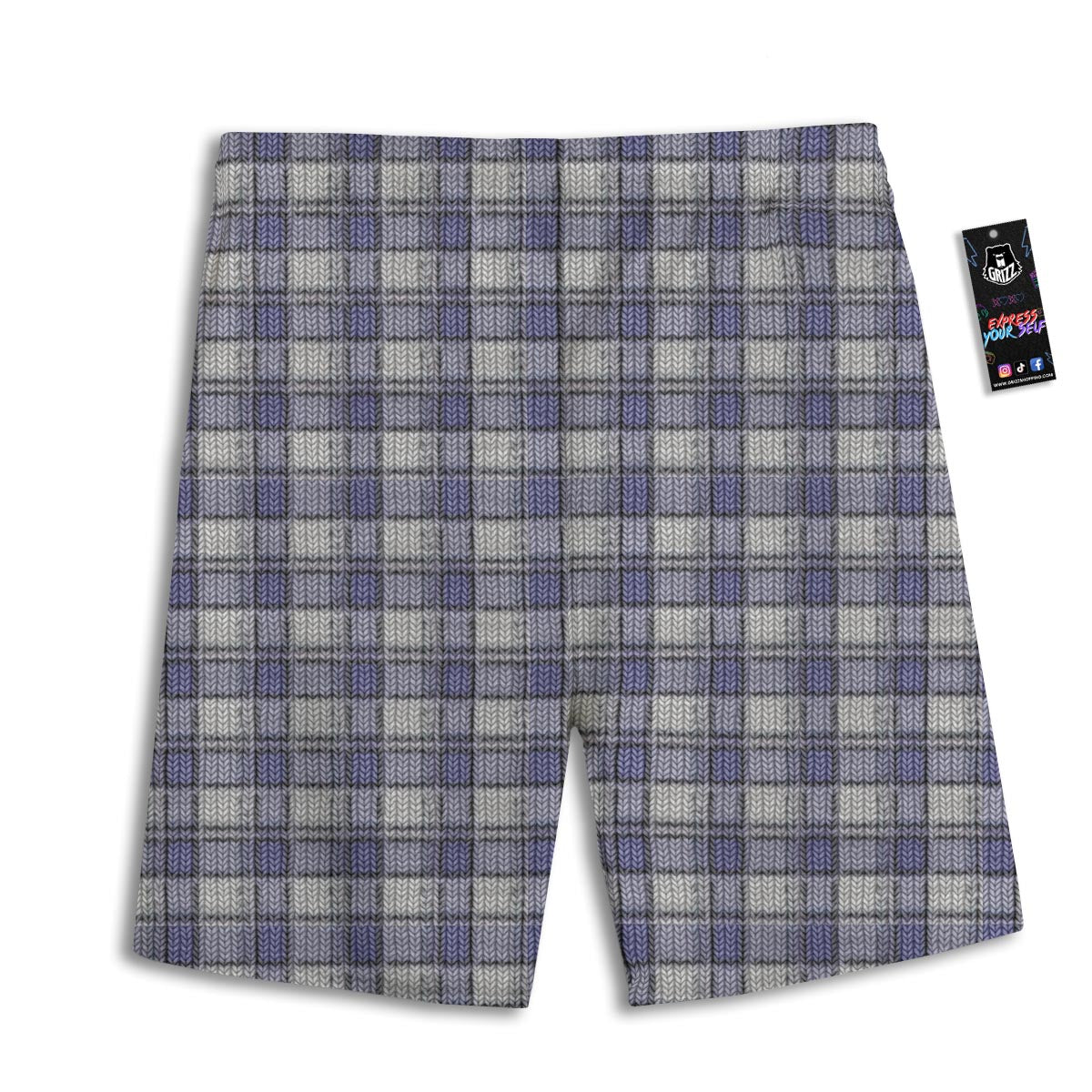 Knitted Tartan Print Pattern Men's Athletic Shorts