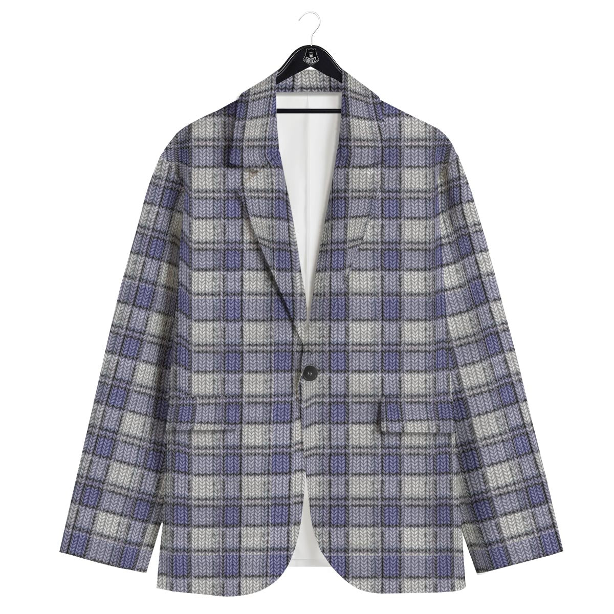 Knitted Tartan Print Pattern Men's Sport Coat-grizzshop