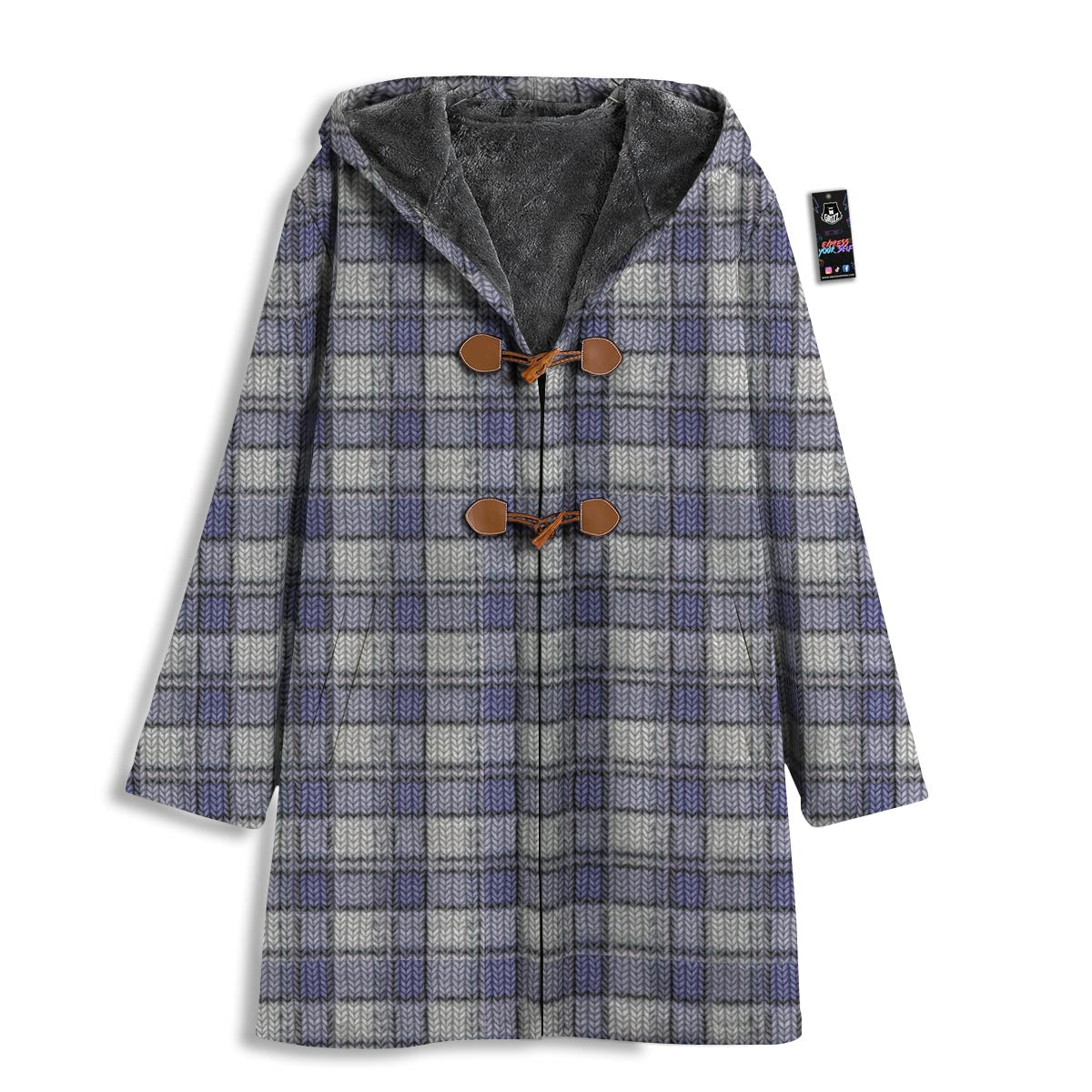 Knitted Tartan Print Pattern Men's Windbreaker Jacket-grizzshop