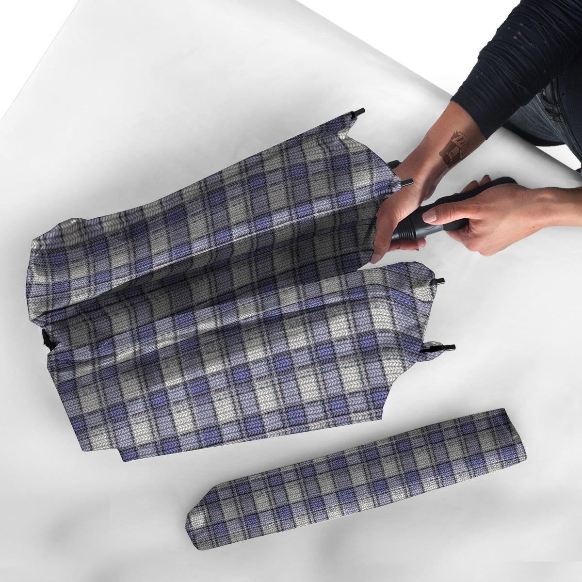 Knitted Tartan Print Pattern Umbrella-grizzshop