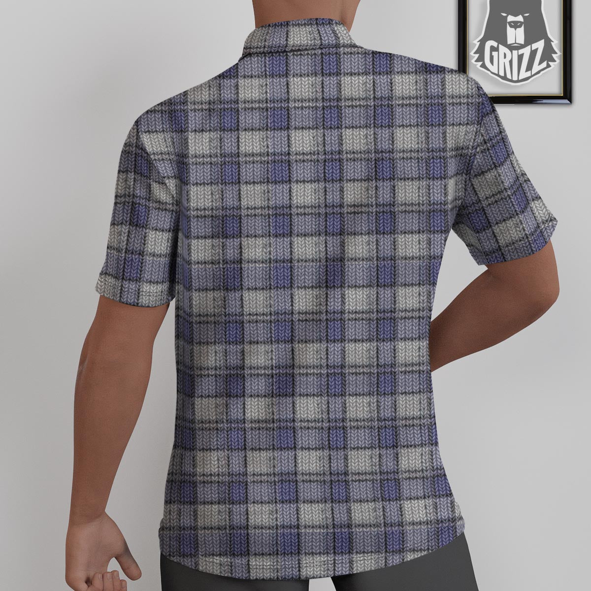 Knitted Tartan Print Pattern Untucked Shirts-grizzshop