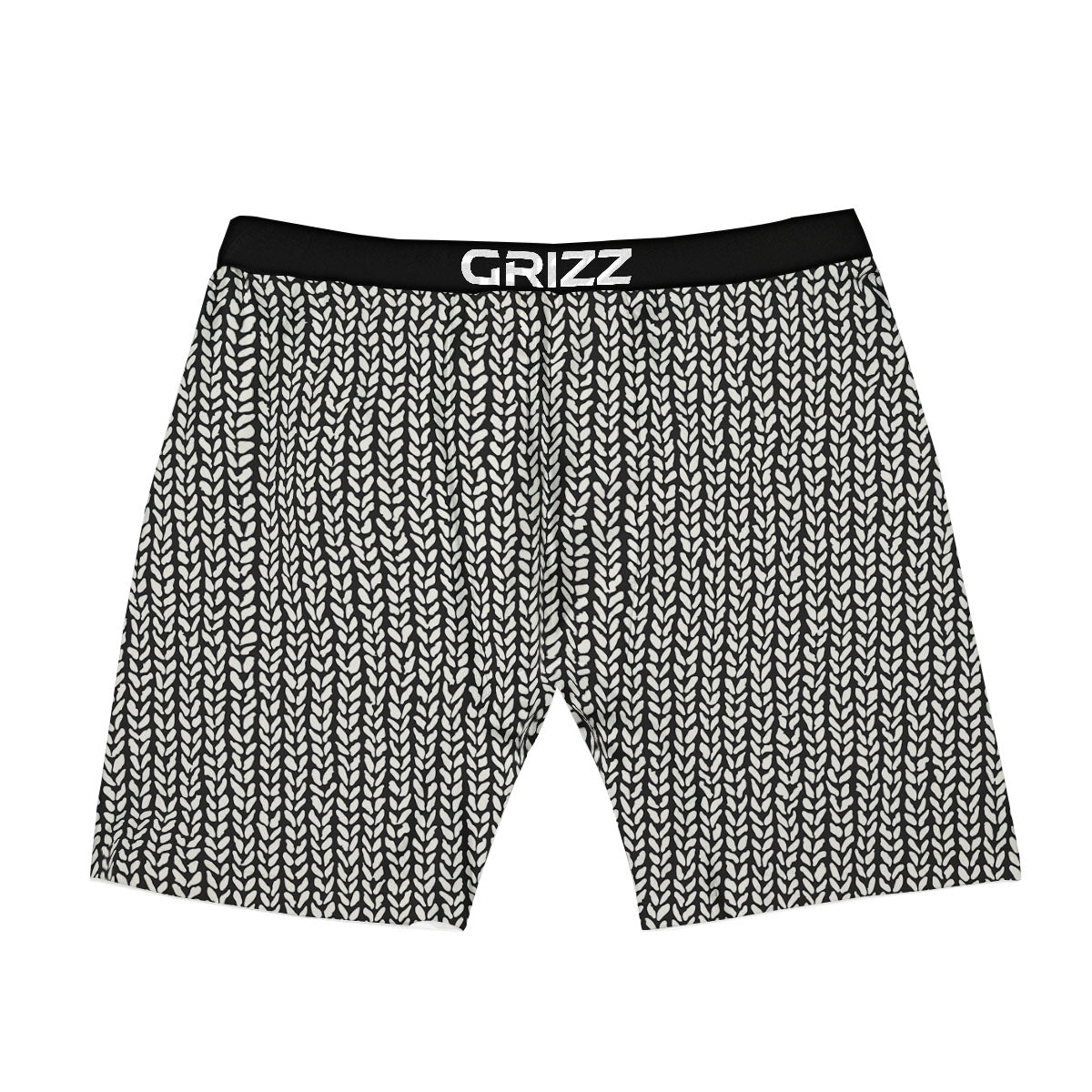 Knitted Texture White And Black Print Pattern Boxer Briefs-grizzshop