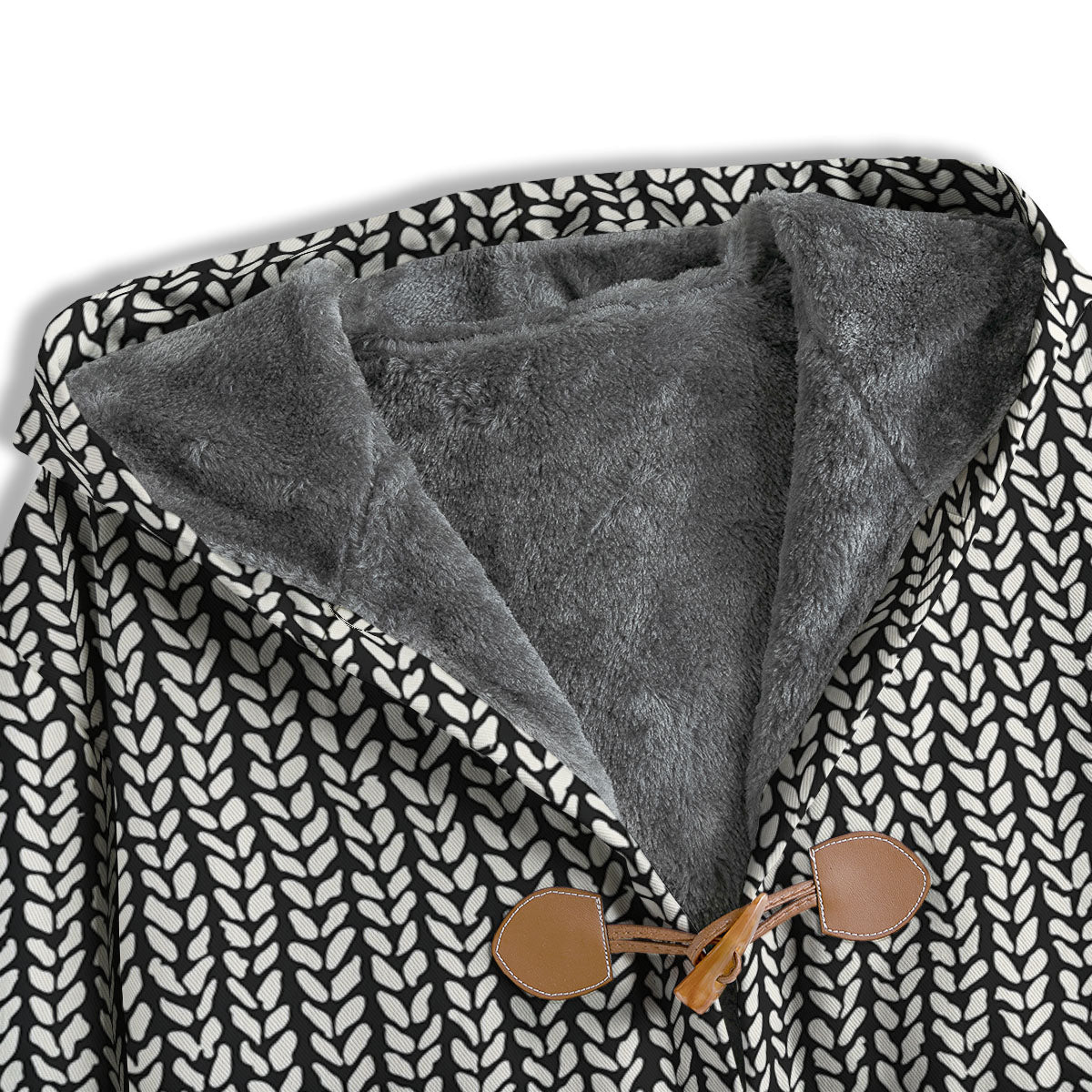 Knitted Texture White And Black Print Pattern Men's Windbreaker Jacket-grizzshop