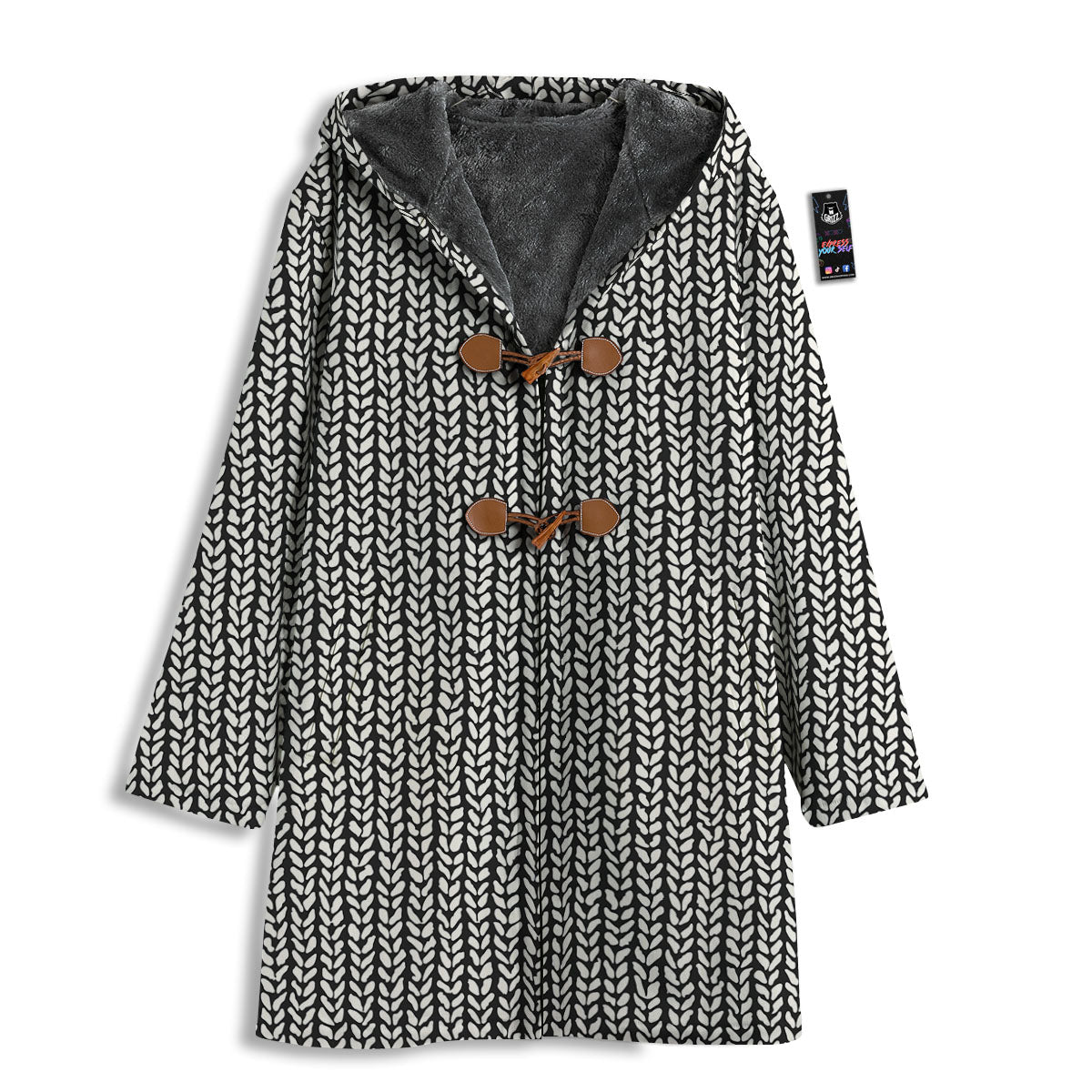 Knitted Texture White And Black Print Pattern Men's Windbreaker Jacket-grizzshop