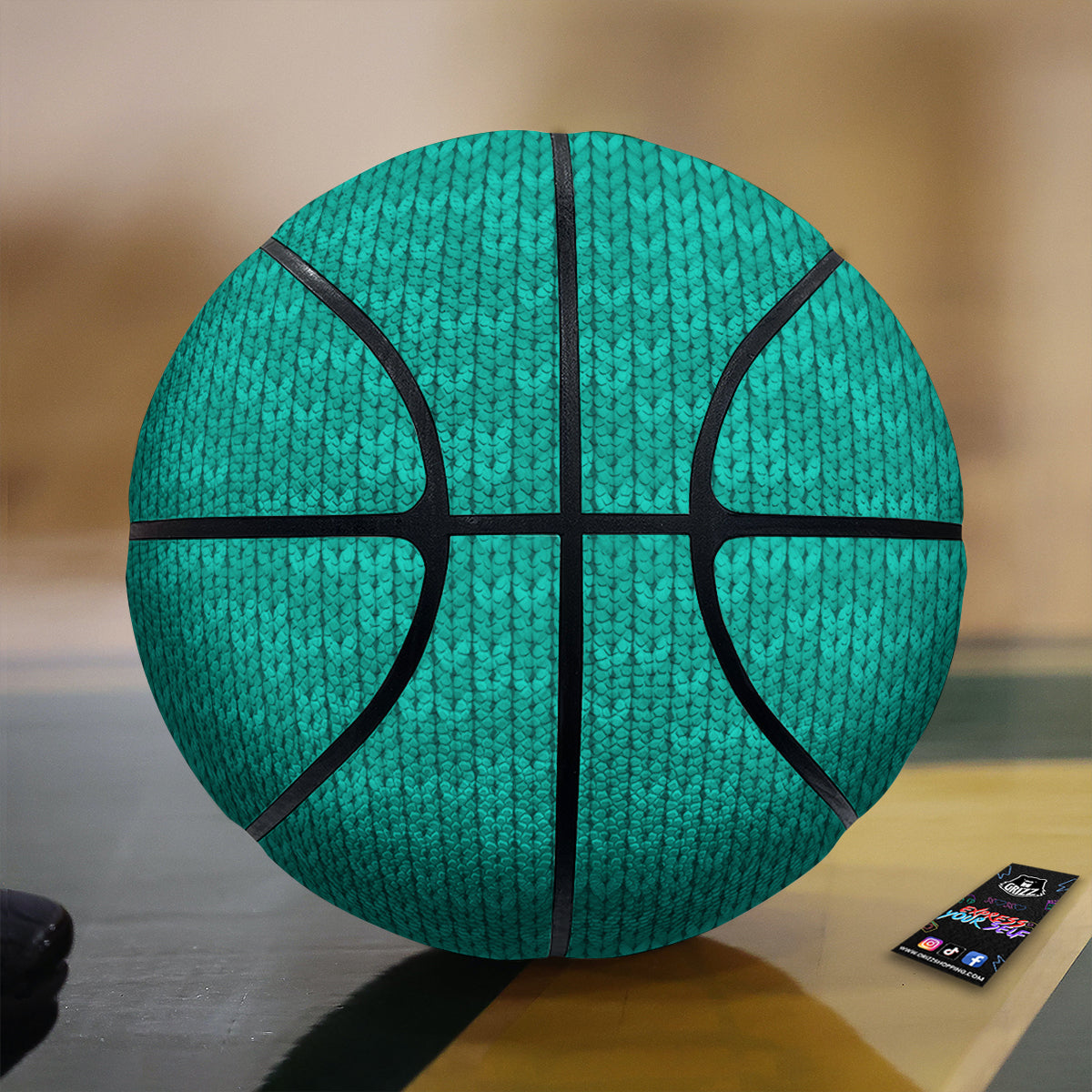 Knitted Turquoise Print Pattern Basketball