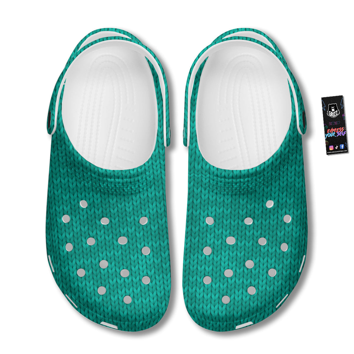 Knitted Turquoise Print Pattern Clog-grizzshop