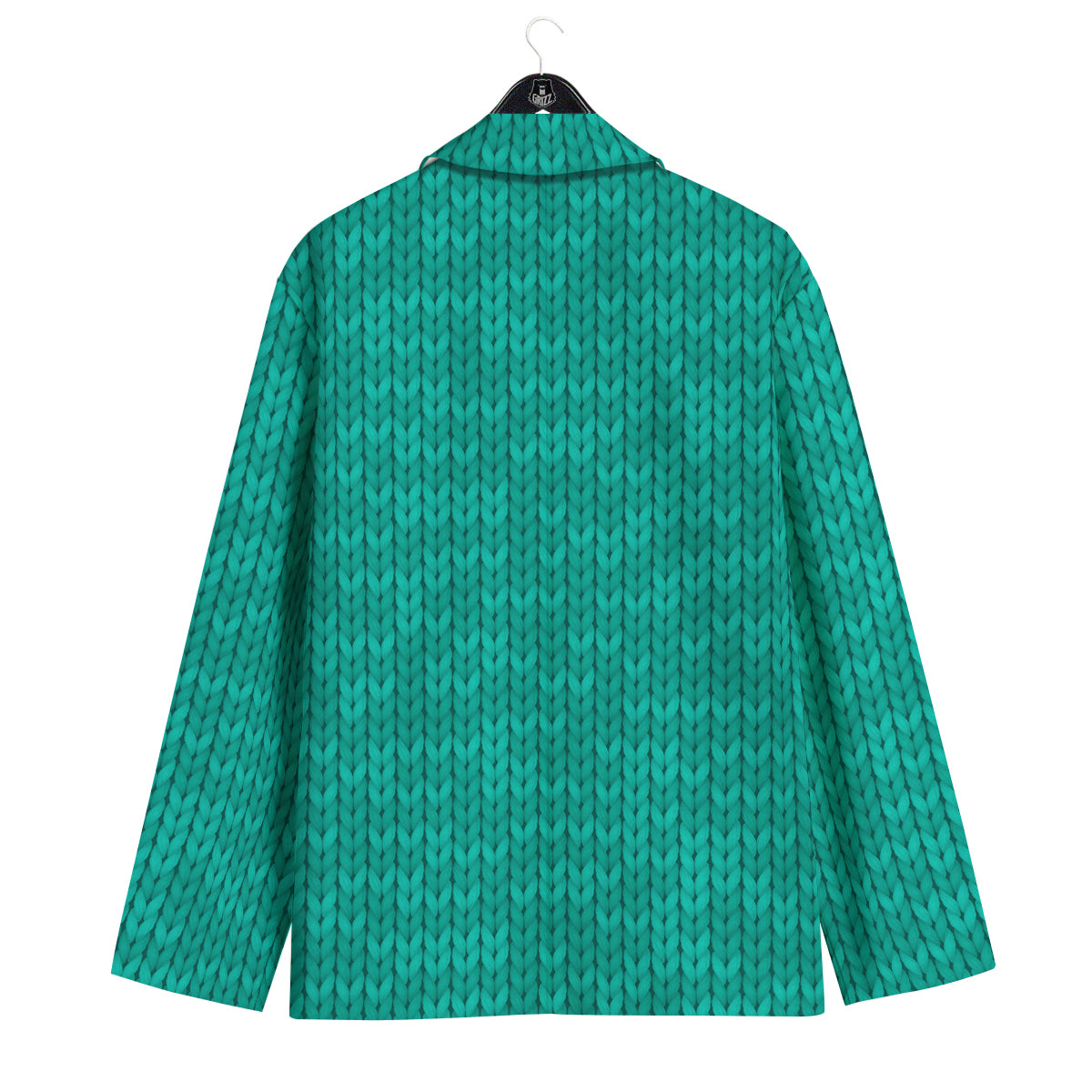 Knitted Turquoise Print Pattern Men's Sport Coat-grizzshop