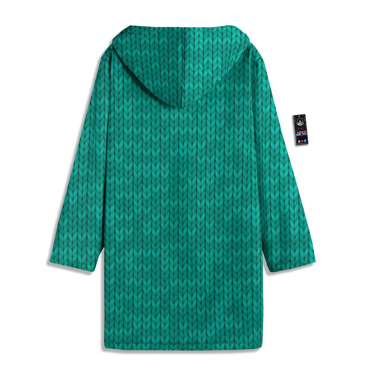 Knitted Turquoise Print Pattern Men's Windbreaker Jacket-grizzshop