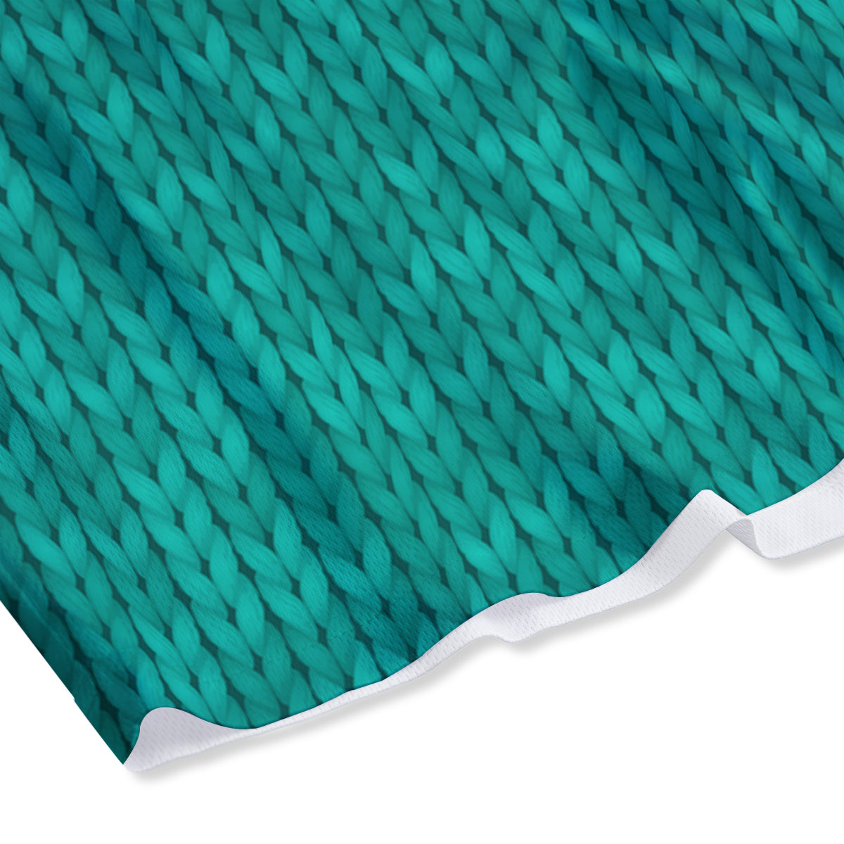 Knitted Turquoise Print Pattern Mesh Shorts