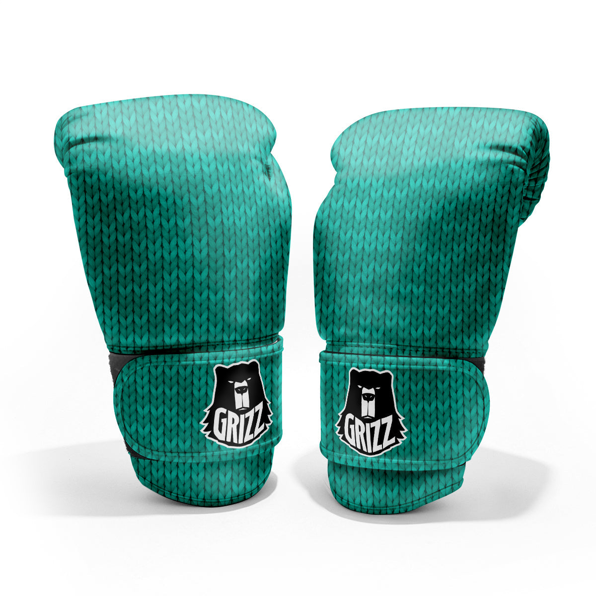 Knitted Turquoise Print Pattern Pro Boxing Glove