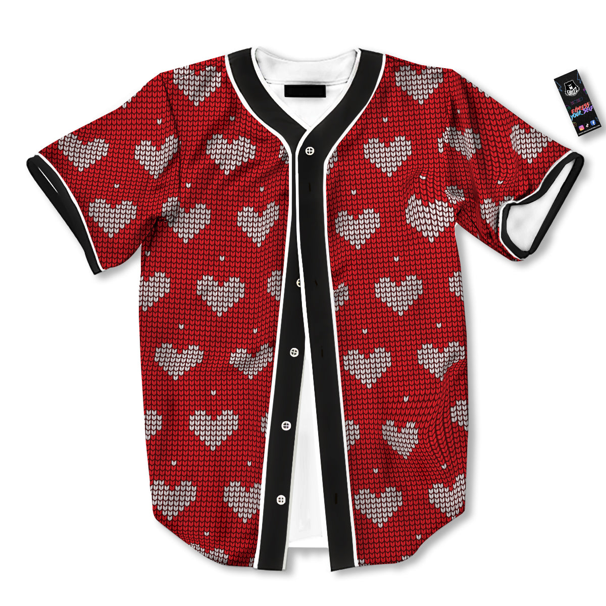 Knitted Valentine's Day Print Pattern Baseball Jersey-grizzshop