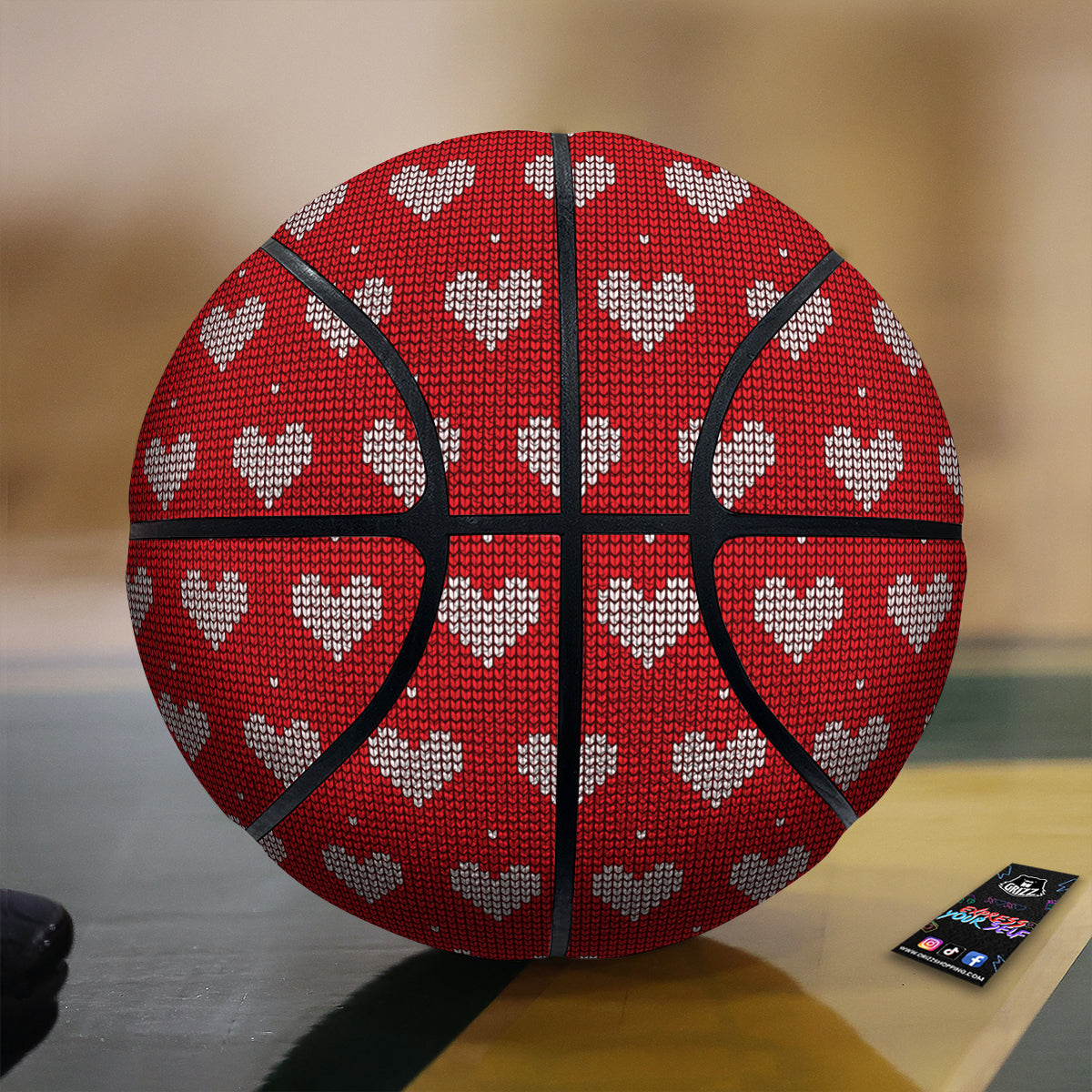 Knitted Valentine's Day Print Pattern Basketball