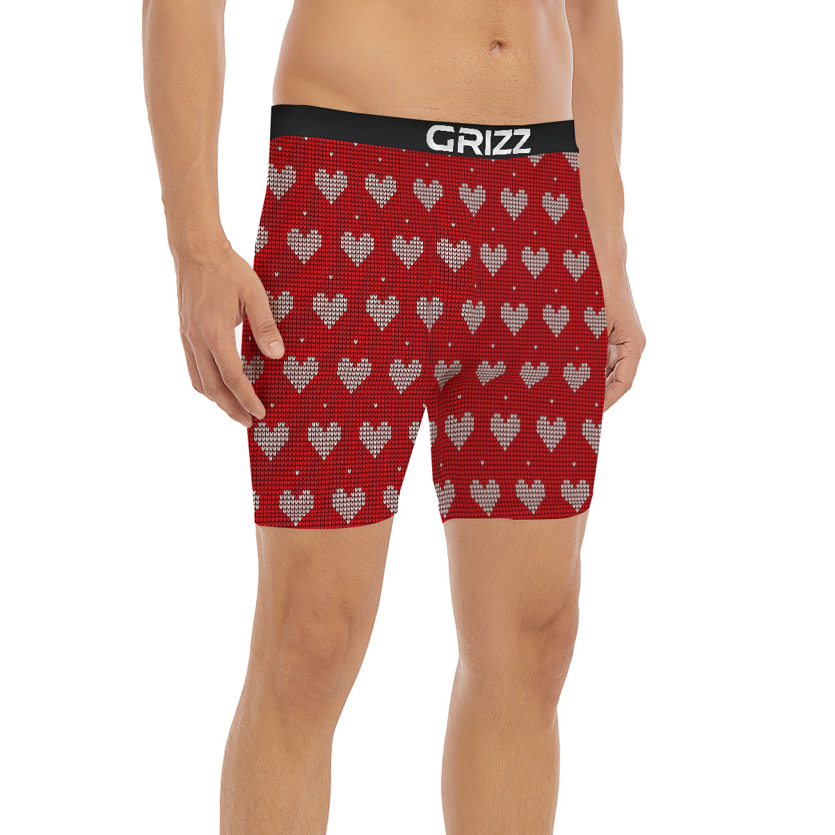 Knitted Valentine's Day Print Pattern Boxer Briefs-grizzshop