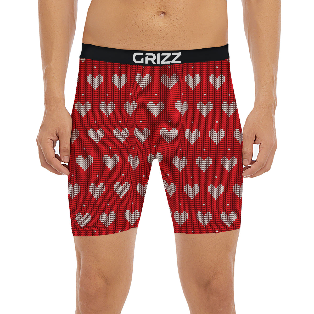 Knitted Valentine's Day Print Pattern Boxer Briefs-grizzshop