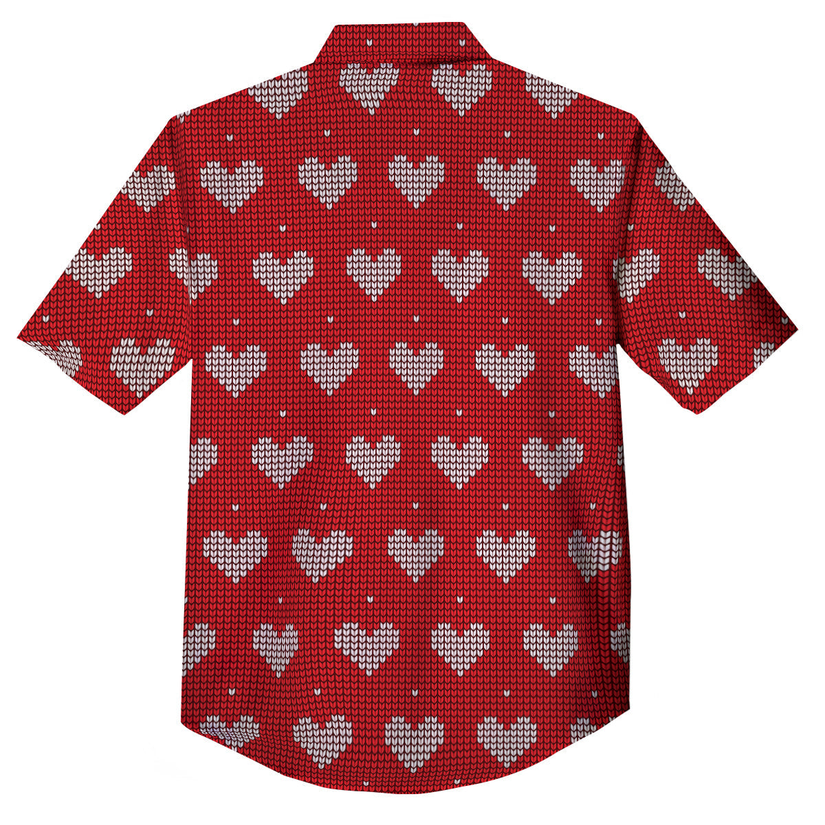 Knitted Valentine's Day Print Pattern Button Up Shirt-grizzshop