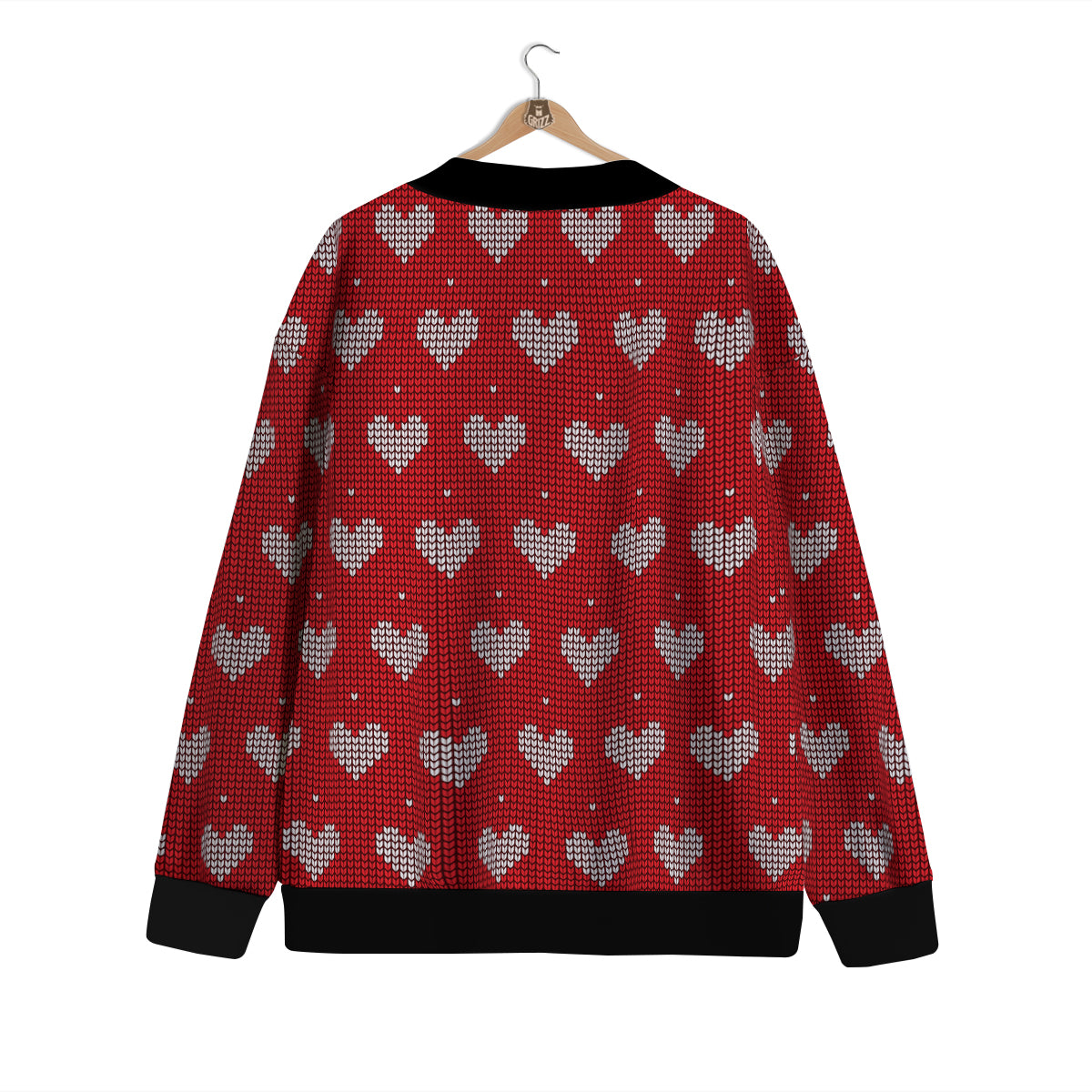 Knitted Valentine's Day Print Pattern Cardigan-grizzshop