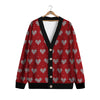 Knitted Valentine's Day Print Pattern Cardigan-grizzshop