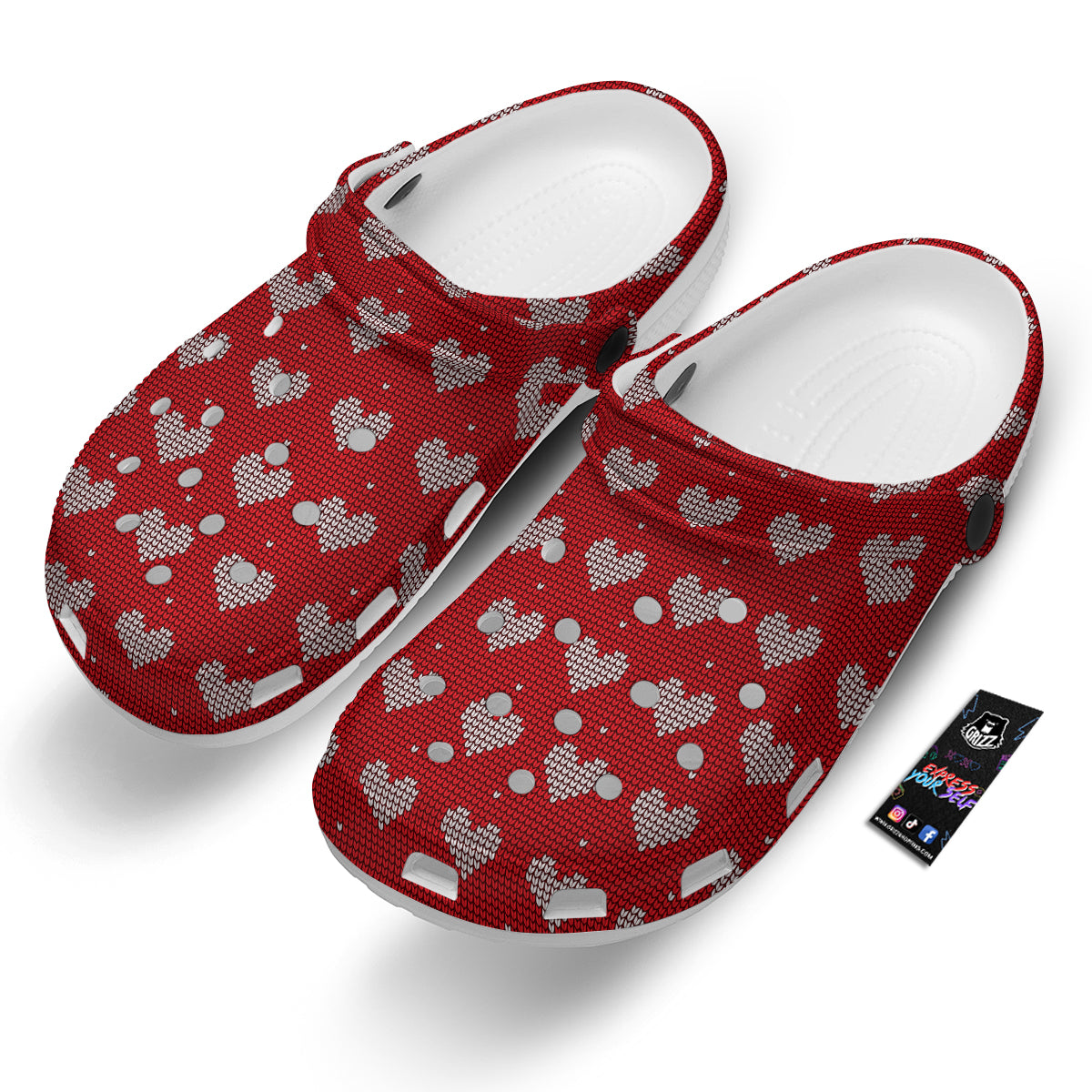 Knitted Valentine's Day Print Pattern Clog-grizzshop