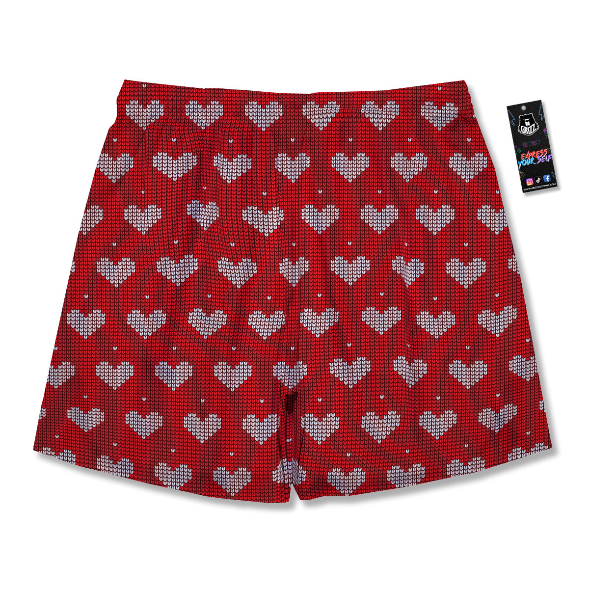 Knitted Valentine's Day Print Pattern Men's Running Shorts-grizzshop