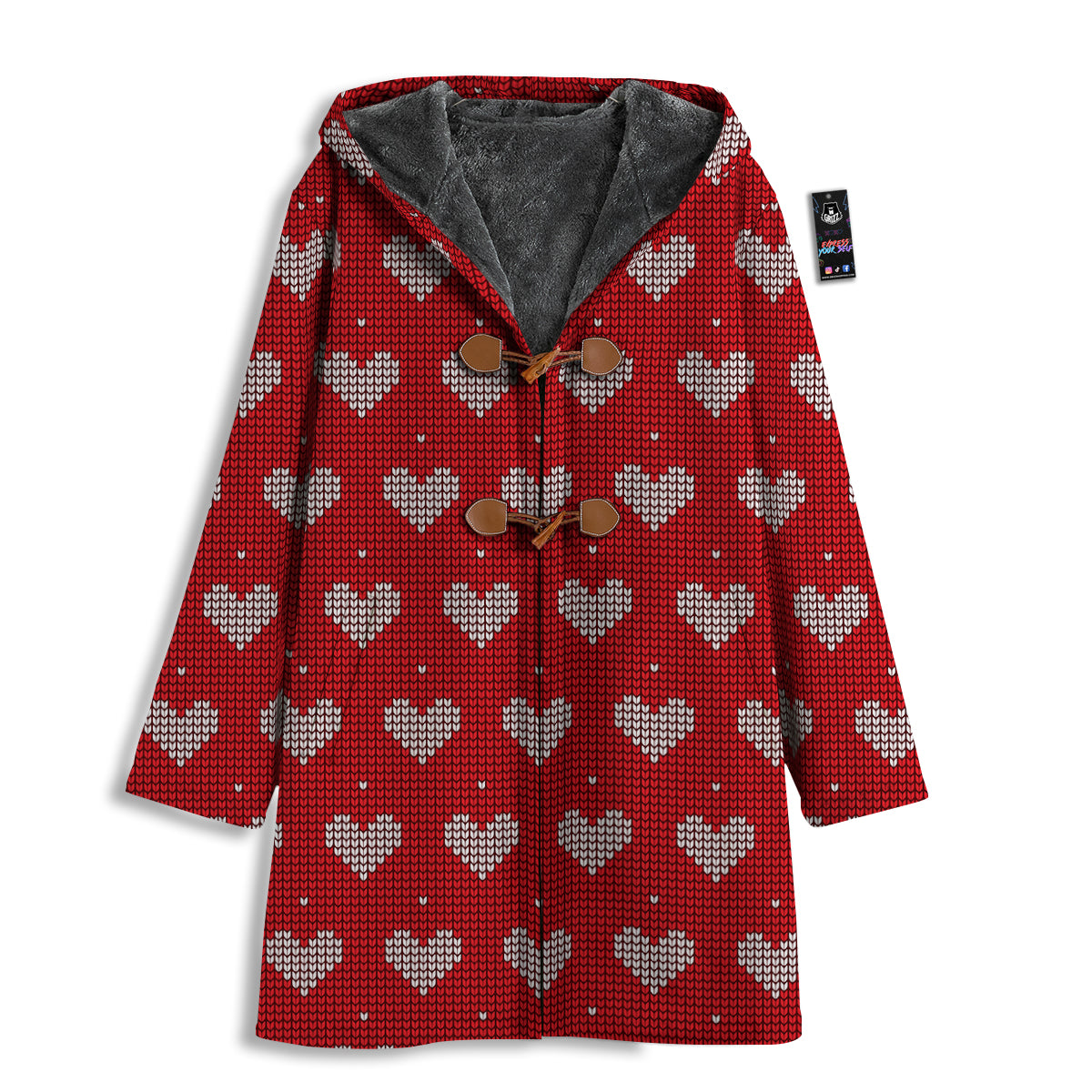 Knitted Valentine's Day Print Pattern Men's Windbreaker Jacket-grizzshop