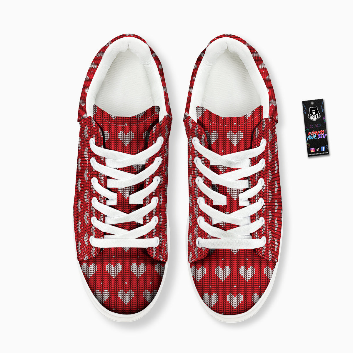 Knitted Valentine's Day Print Pattern Platform Shoes-grizzshop