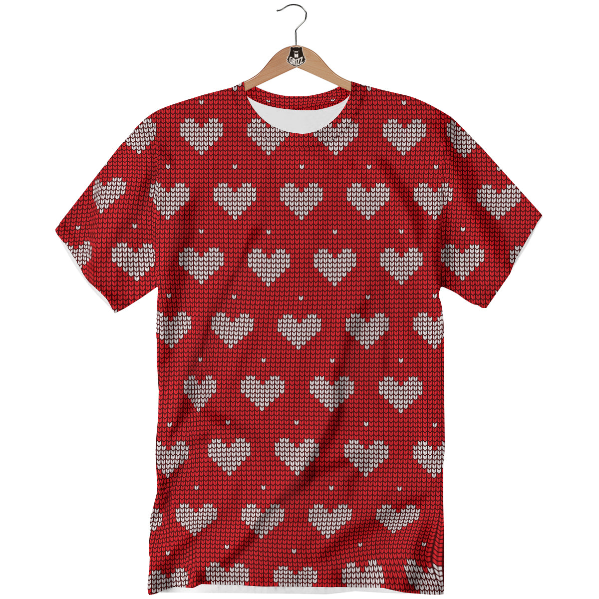 Knitted Valentine's Day Print Pattern T-Shirt-grizzshop