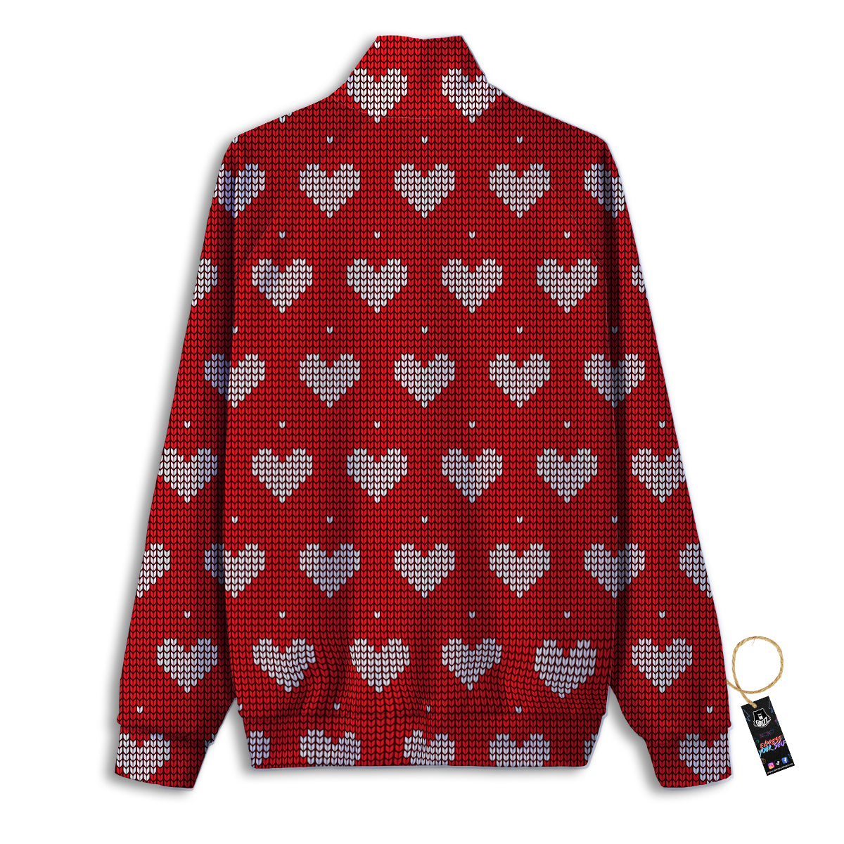 Knitted Valentine's Day Print Pattern Track Jacket-grizzshop