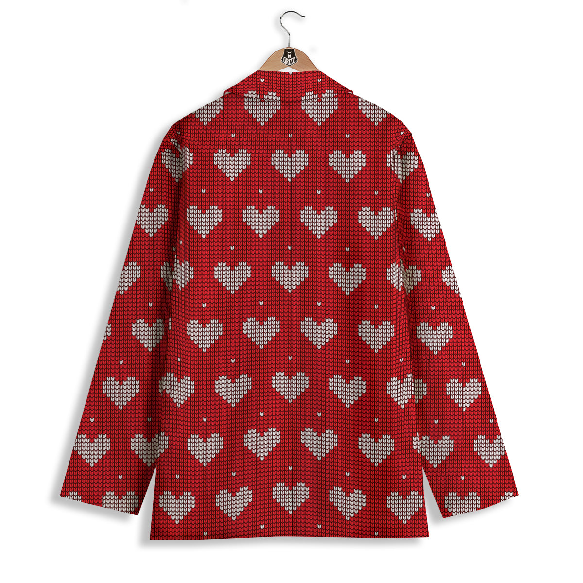 Knitted Valentine's Day Print Pattern Women's Blazer-grizzshop