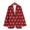 Knitted Valentine's Day Print Pattern Women's Blazer-grizzshop