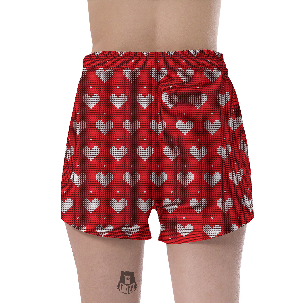 Knitted Valentine's Day Print Pattern Women's Shorts-grizzshop