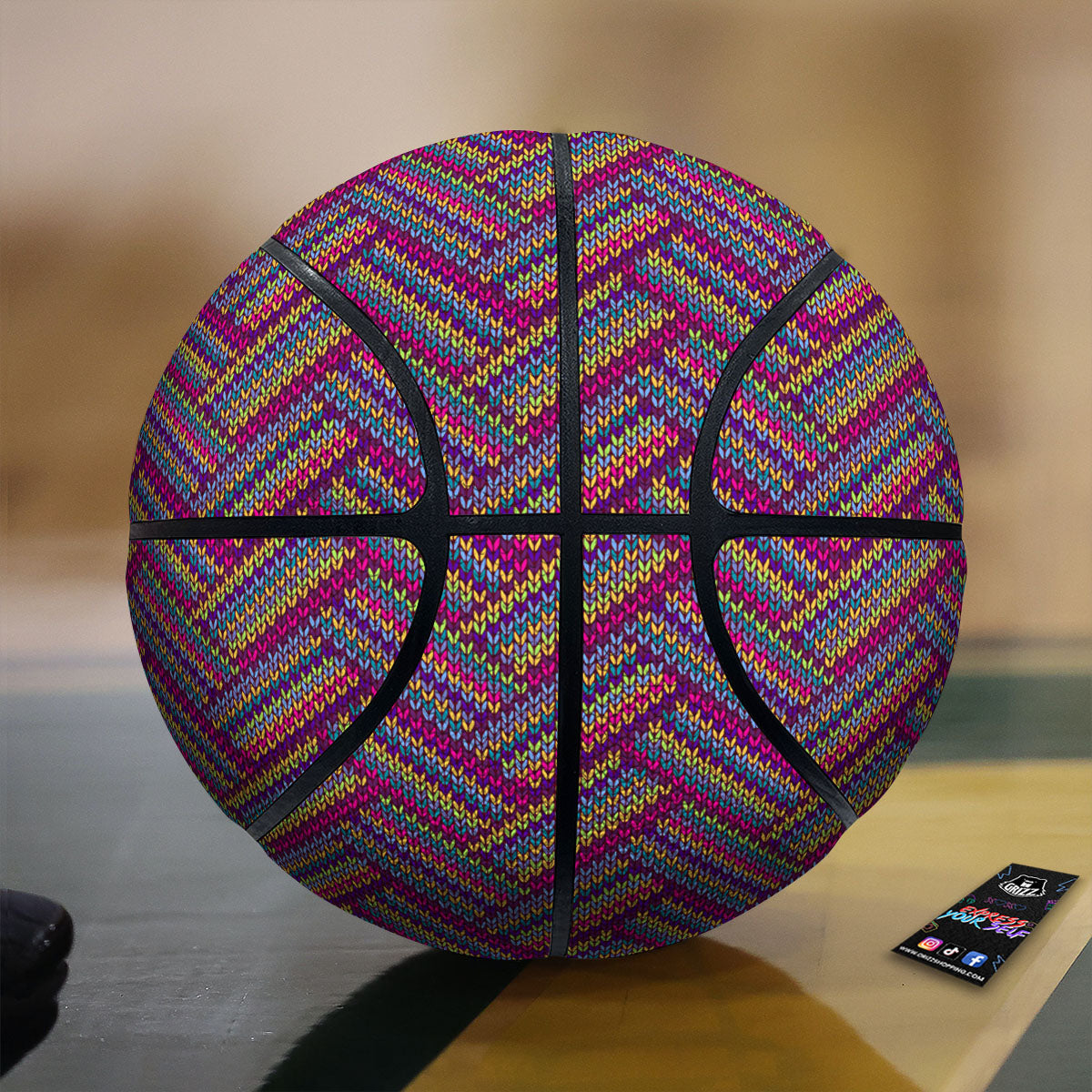Knitted Vintage Print Pattern Basketball