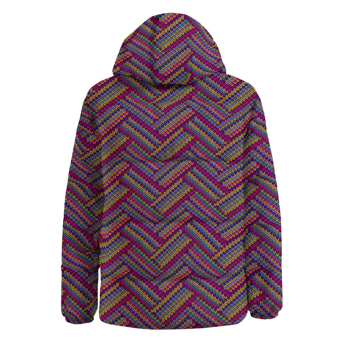 Knitted Vintage Print Pattern Down Jacket-grizzshop