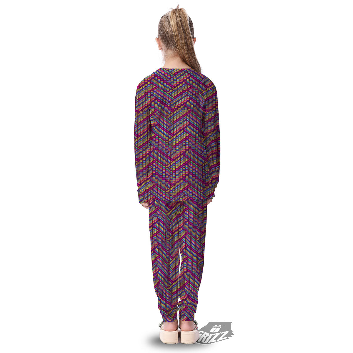 Knitted Vintage Print Pattern Kid's Pajamas-grizzshop