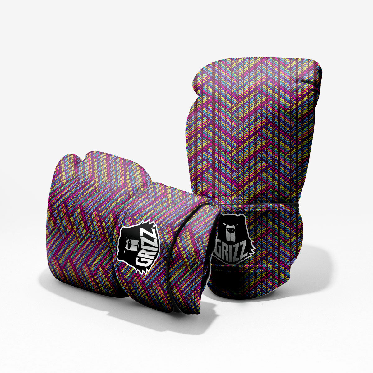 Knitted Vintage Print Pattern Pro Boxing Glove