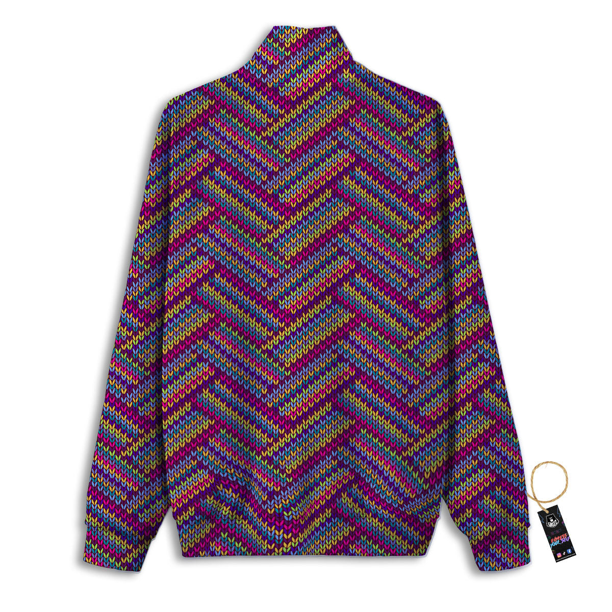 Knitted Vintage Print Pattern Track Jacket-grizzshop