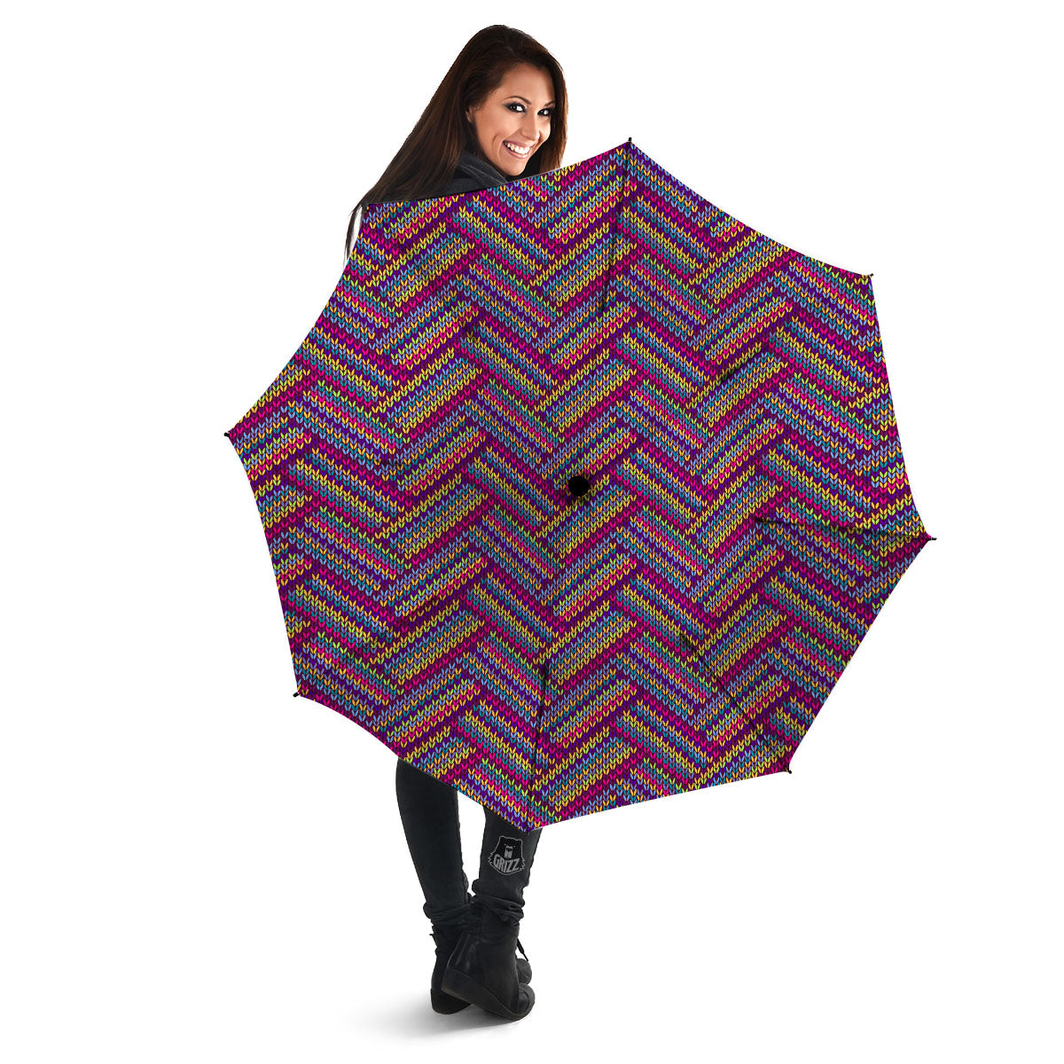 Knitted Vintage Print Pattern Umbrella-grizzshop