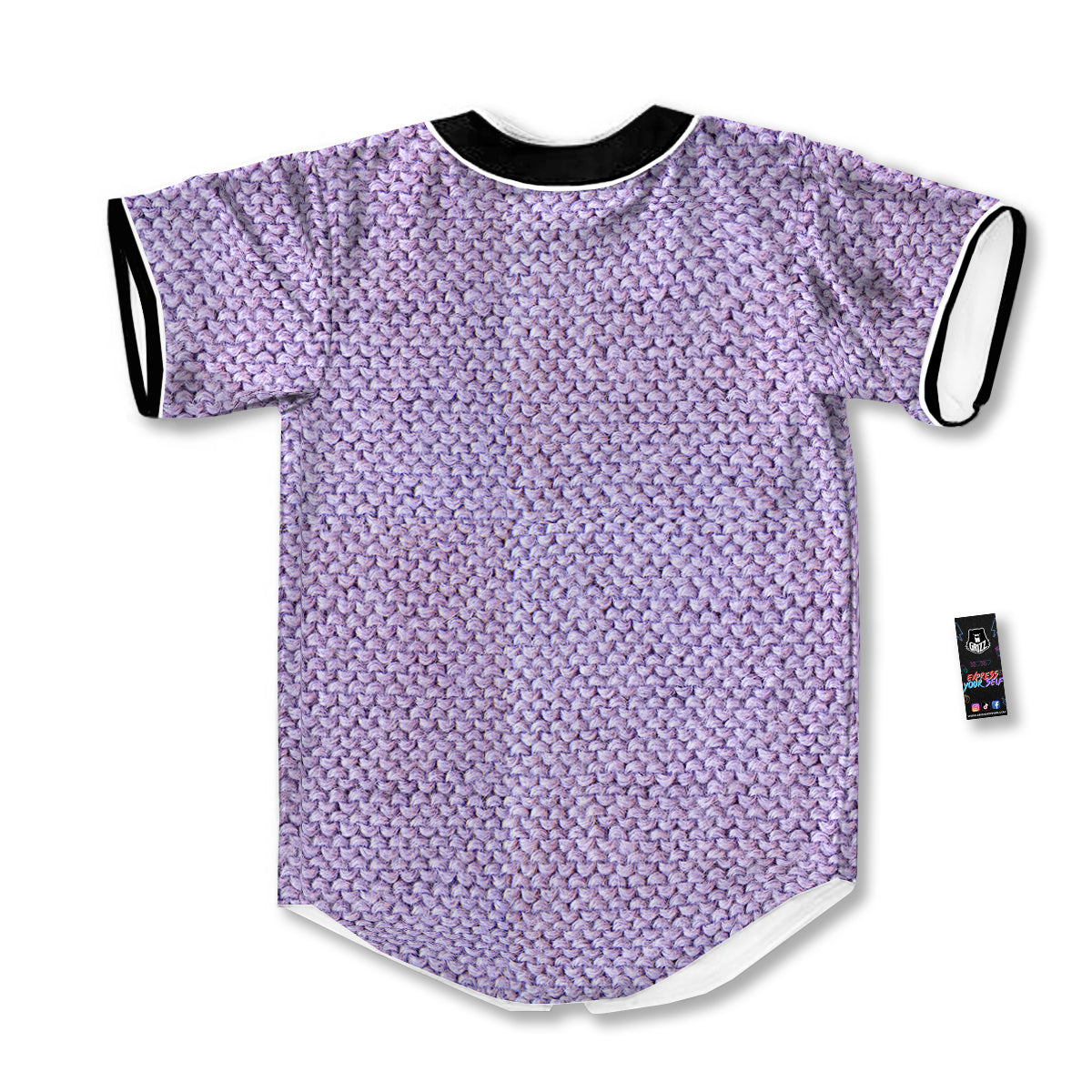 Knitted Violet Print Pattern Baseball Jersey-grizzshop