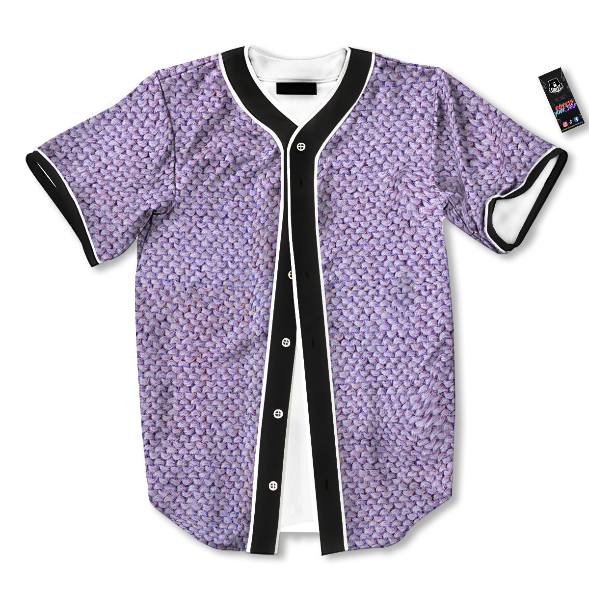 Knitted Violet Print Pattern Baseball Jersey-grizzshop