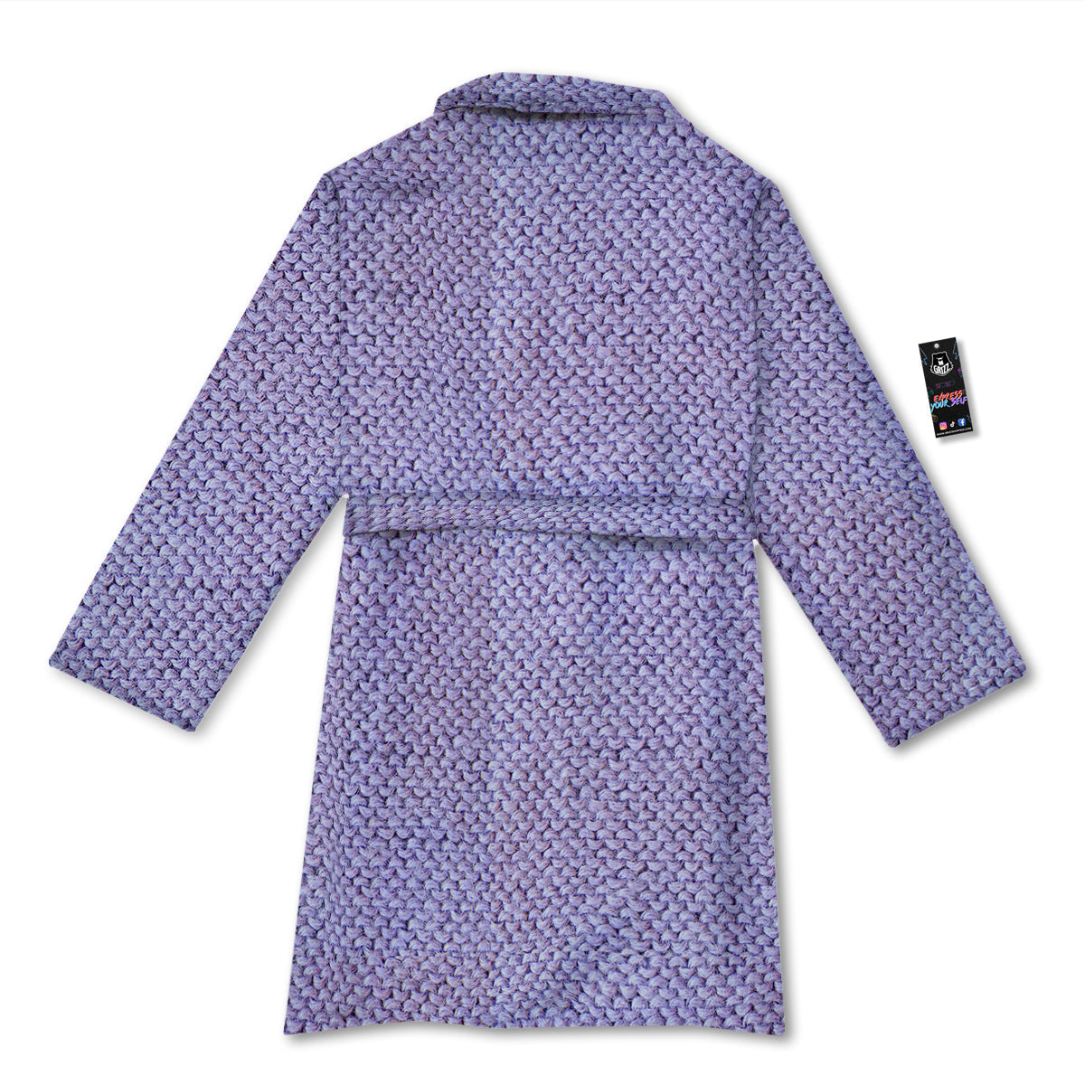 Knitted Violet Print Pattern Bathrobe-grizzshop