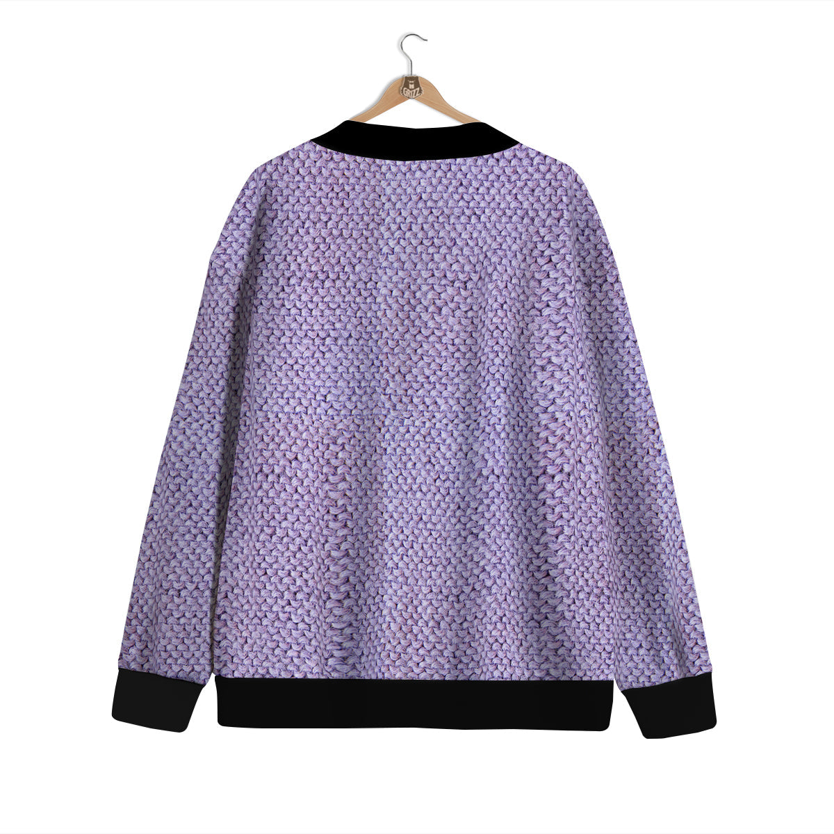 Knitted Violet Print Pattern Cardigan-grizzshop