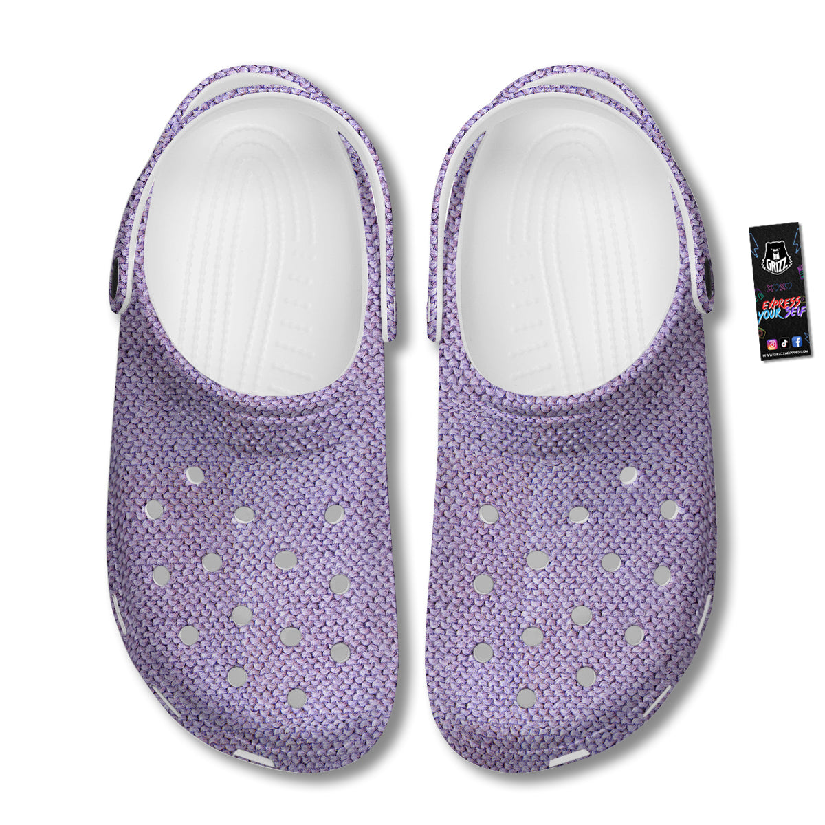 Knitted Violet Print Pattern Clog-grizzshop