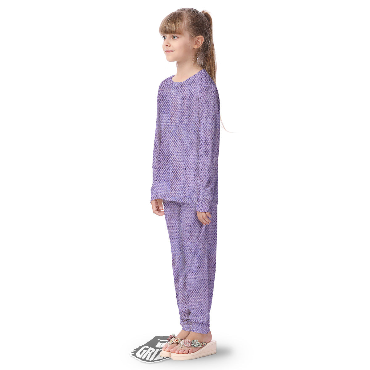 Knitted Violet Print Pattern Kid's Pajamas-grizzshop