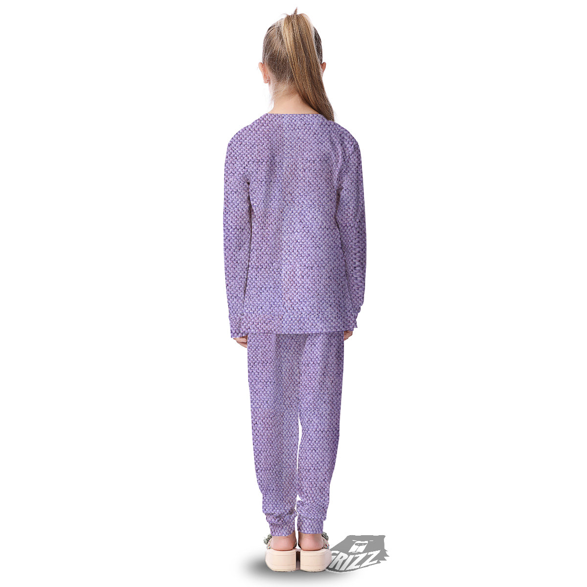 Knitted Violet Print Pattern Kid's Pajamas-grizzshop