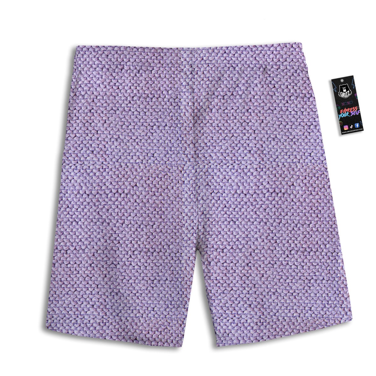 Knitted Violet Print Pattern Men's Athletic Shorts
