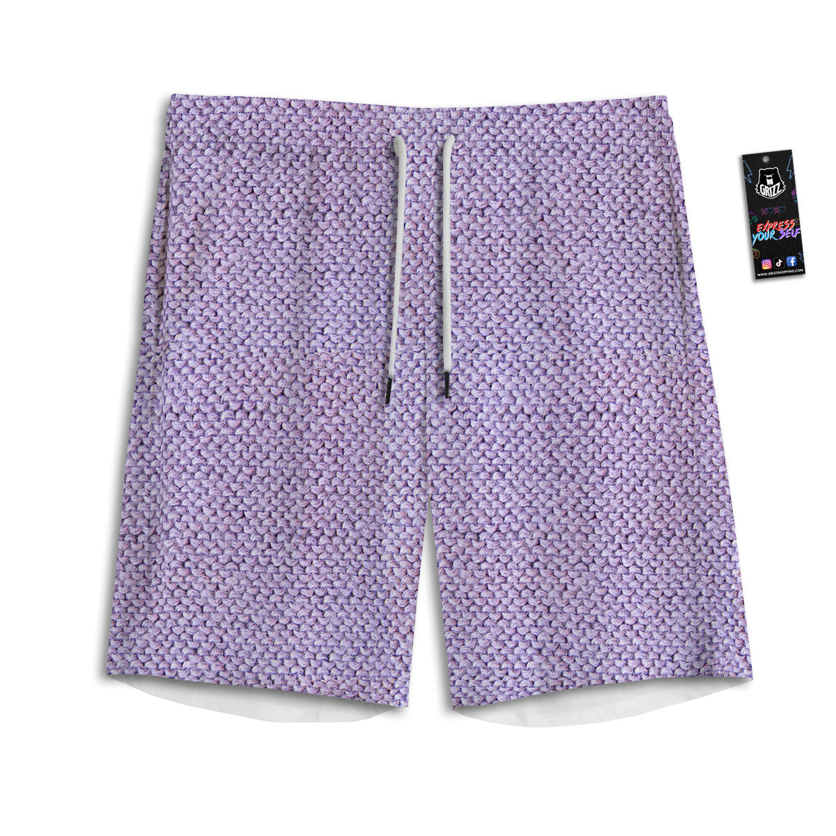 Knitted Violet Print Pattern Men's Athletic Shorts