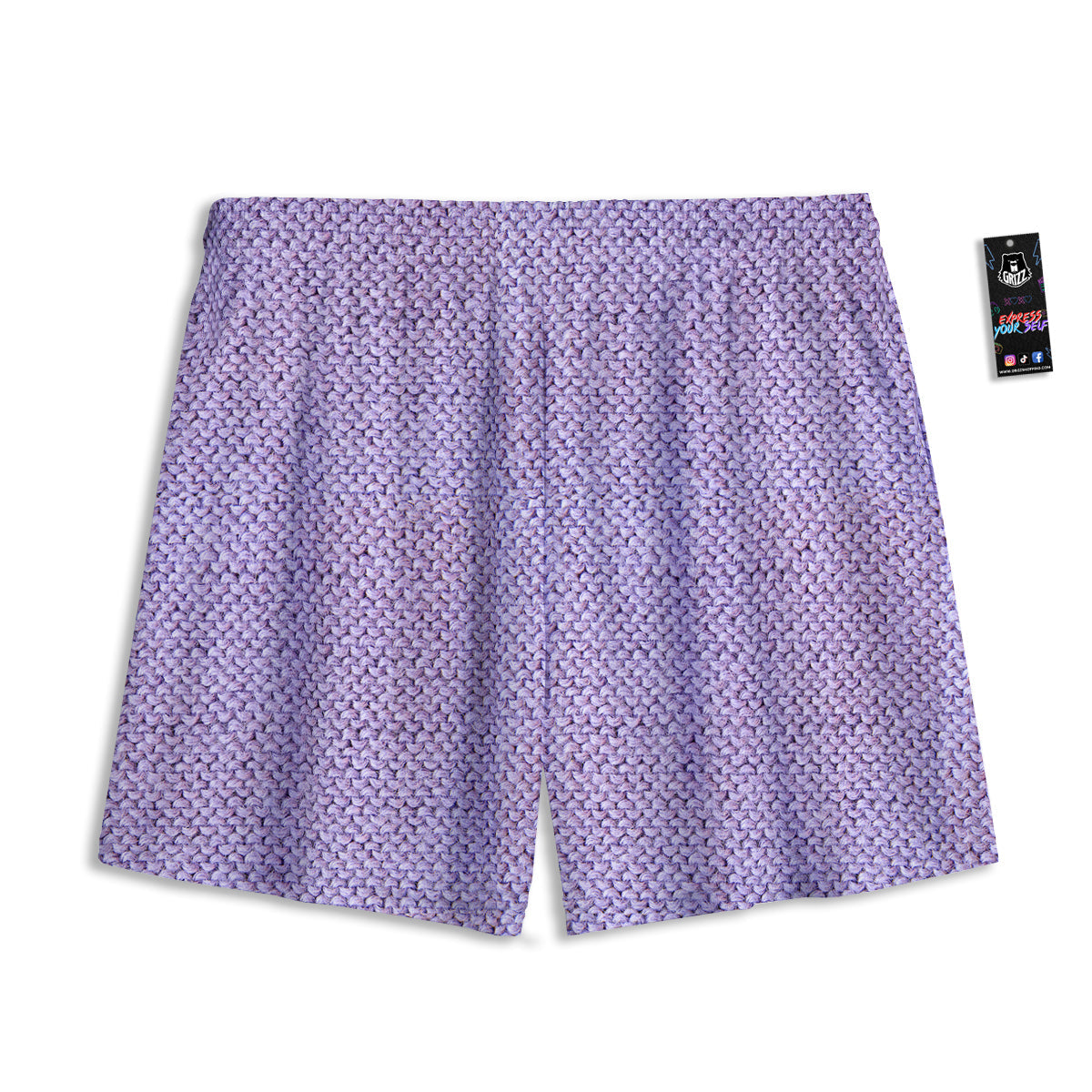Knitted Violet Print Pattern Mesh Shorts