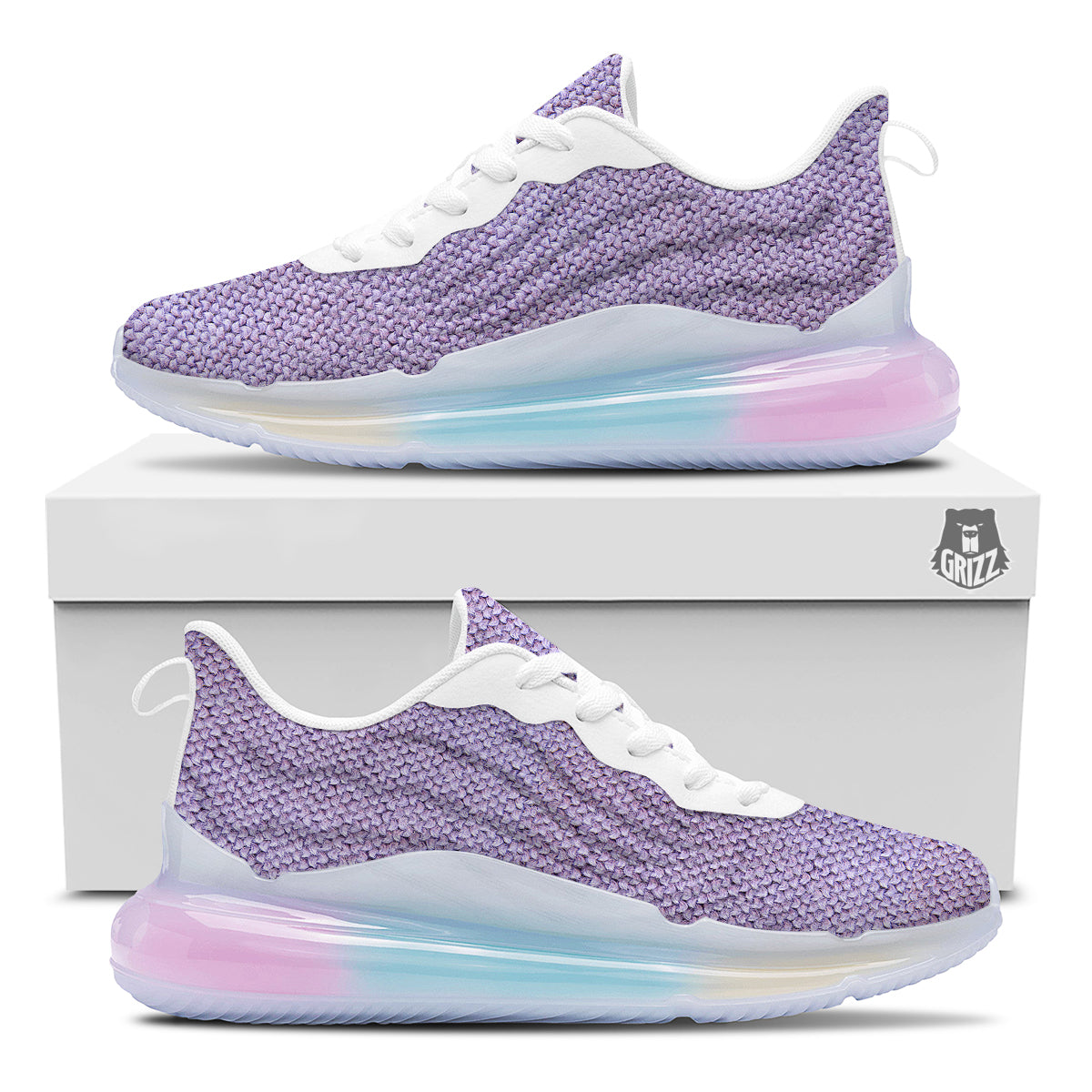 Knitted Violet Print Pattern Running Sneakers-grizzshop