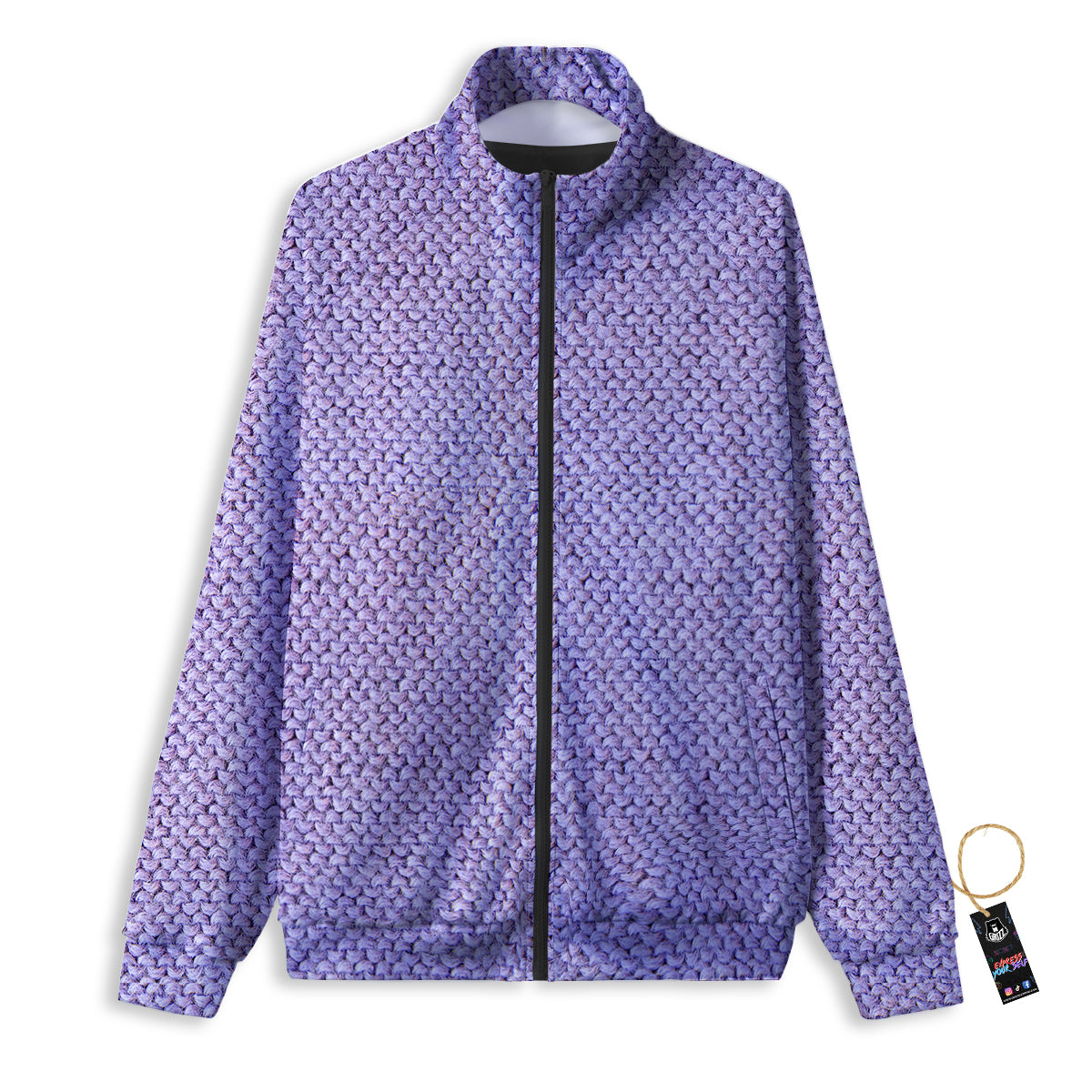 Knitted Violet Print Pattern Track Jacket-grizzshop