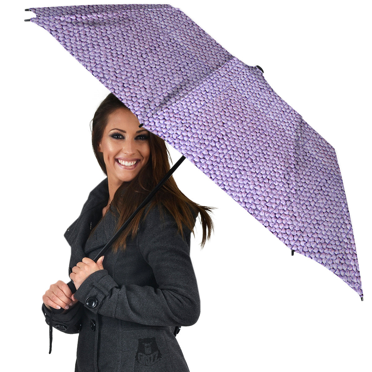 Knitted Violet Print Pattern Umbrella-grizzshop